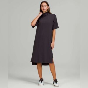 Lululemon LA Funnel Neck T-Shirt Dress Black Granite Size 12/14